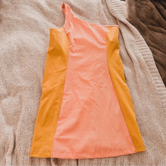 Outdoor Voices Dresses & Skirts - Outdoor Voices Pink Yellow One shoulder Athletic Asymmetrical Dress